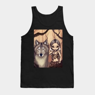 Cute Dryad Nature Spirit with Wolf Tank Top